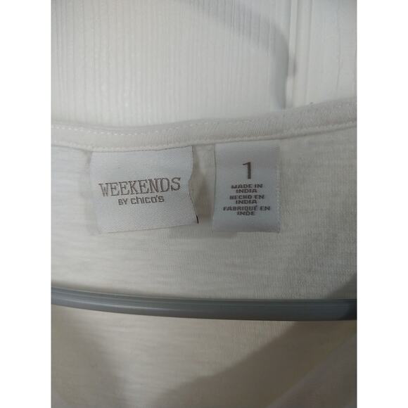 Weekends By Chicos Woman 1/M Ombre Striped Casual 3/4 Sleeve Top - Picture 7 of 8